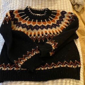 Doen Fair Isle Black Sweater size small